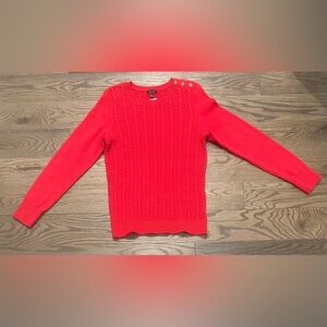 Red Allover Cable Knit Crewneck Sweater Small NWT Cotton Blend